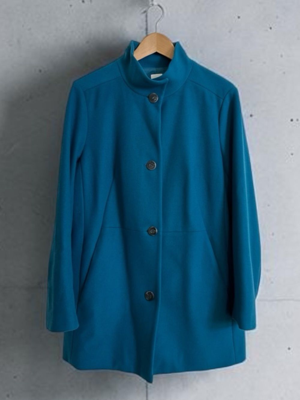 Like New J. Jill Coat Berkshire Fleece Peacoat Jacket Button Lined Teal Medium - Picture 2 of 8